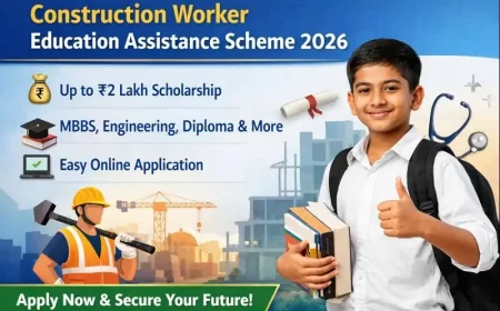 બાંધકામ શ્રમિક શિક્ષણ સહાય યોજના 2026 Gujarat | ₹2 લાખ સુધી સહાય