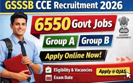 GSSSB CCE Recruitment 2026: 6550 ખાલી જગ્યાઓ માટે ફોર્મ ભરાવાનું શરૂ, જાણો લાયકાત અને છેલ્લી તારીખ